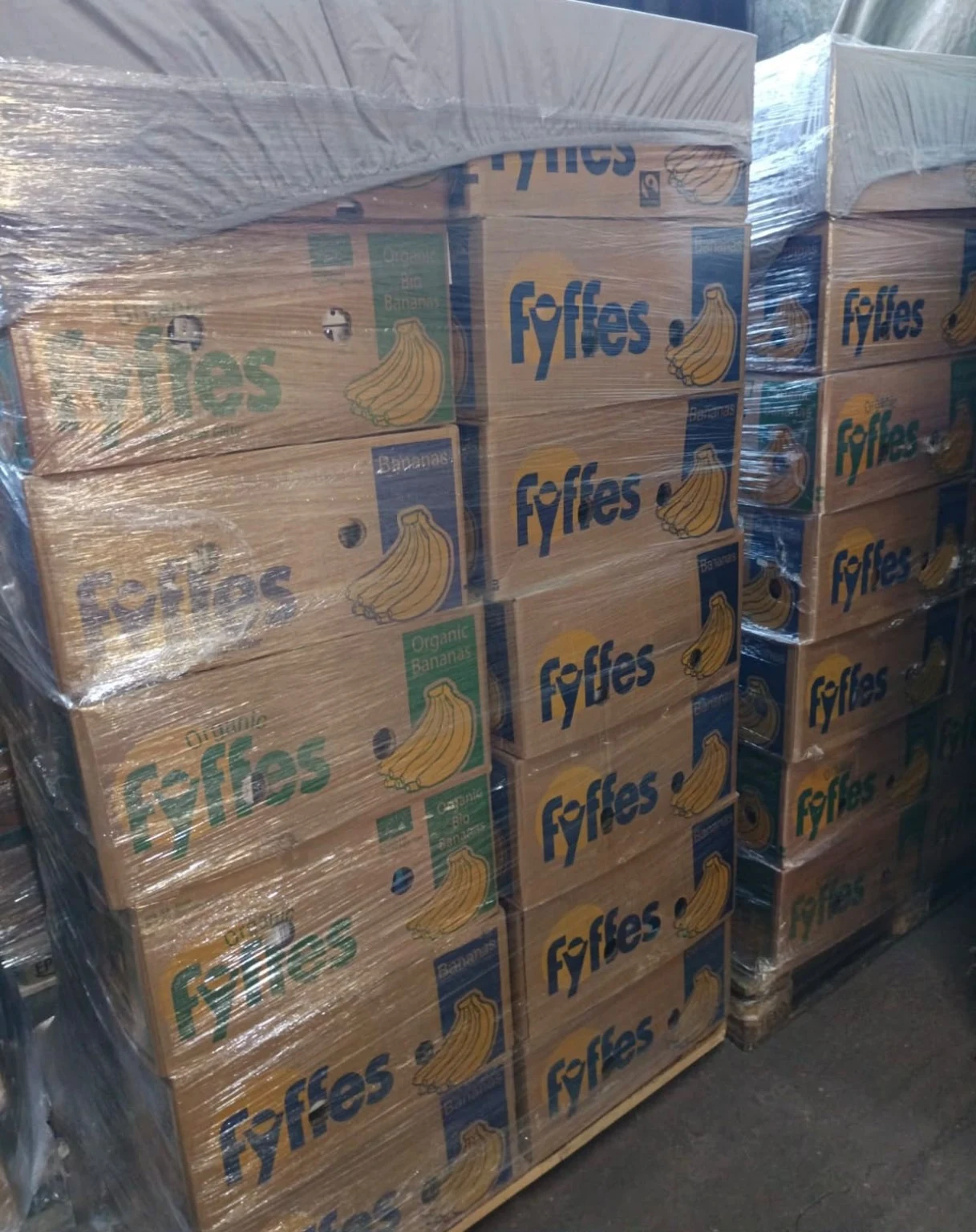 Tweede zicht op de ingepakte voorraadpallets