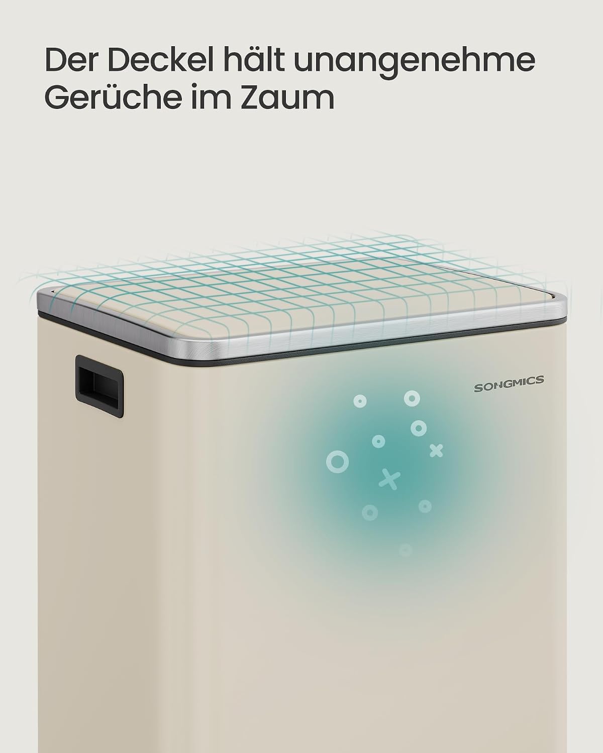 SONGMICS Vuilnisemmer 50 l, staal, met deksel, softclose, 15 vuilniszakken — foto 7