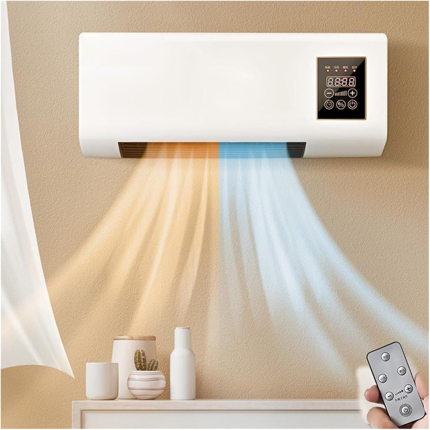 Mini-wandairconditioning zonder ventilatorkachel, met afstandsbediening