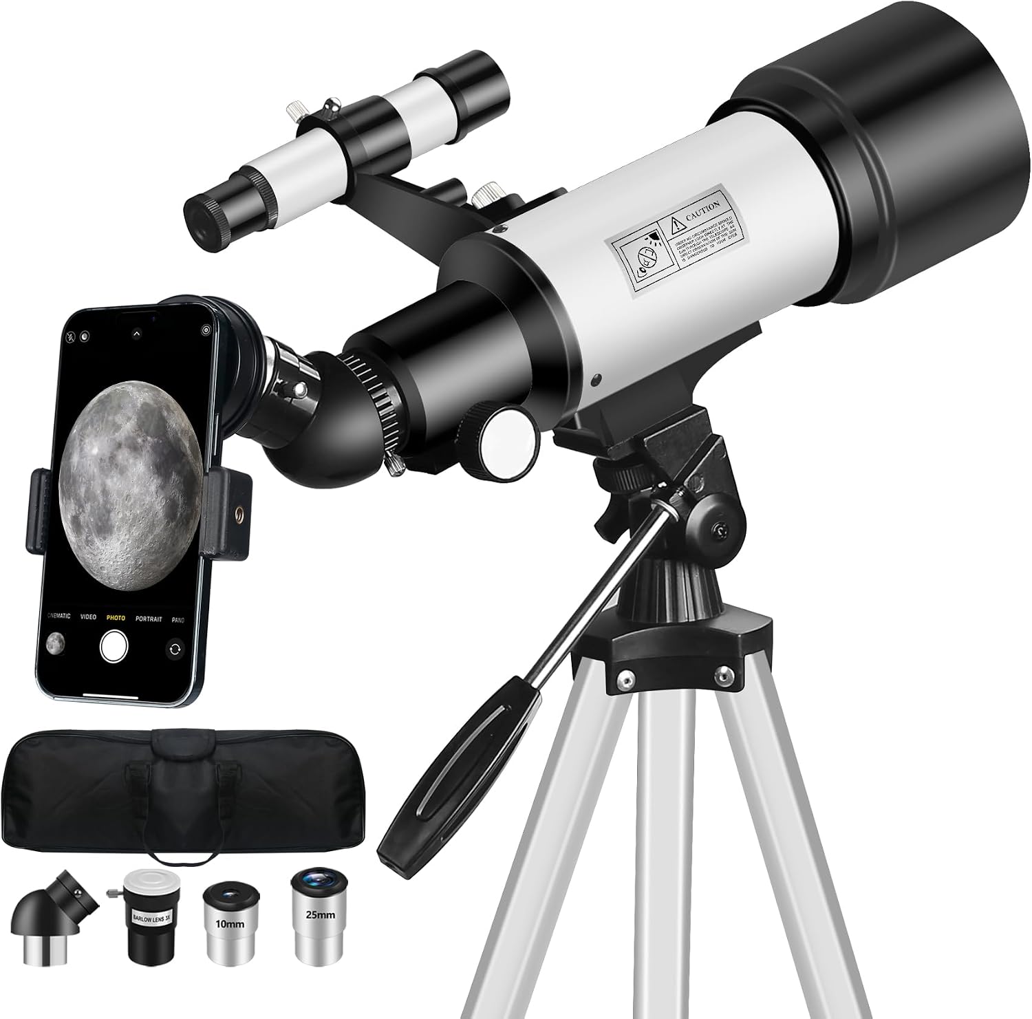 Telescopische astronomie, professionele telescoop, 70/400 mm, voor beginners met 5 x 24 zoekverrekijker en statief, telescoop, astronomie, kinderen en volwassenen, sterrentelescoop voor maan