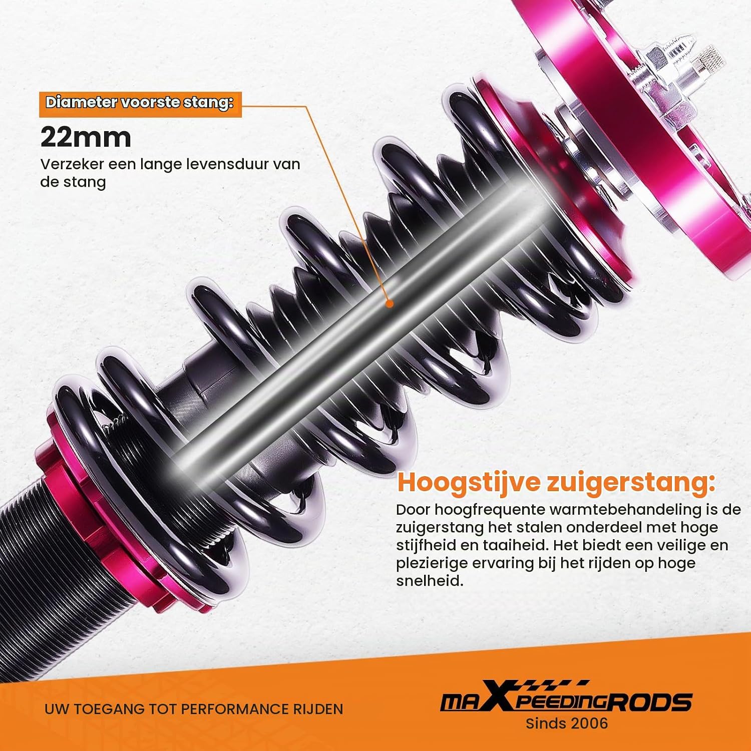 maXpeedingrods Chassis-schroefophangsysteem voor E46 3-serie 98-06, hardheidsverstelbaar, 330xd, 330d, rood — foto 4