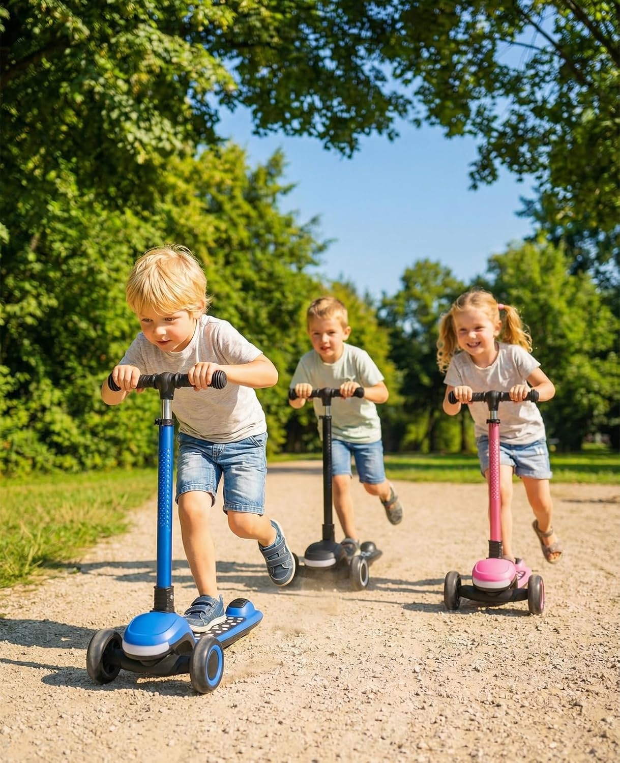 UBRAVOO Scooter voor kinderen van 3 tot 10 jaar, met slechts één klik, inklapbaar, met 4-voudig in hoogte verstelbaar stuur en achterwielrem, verlichte wide-deck-step — foto 7