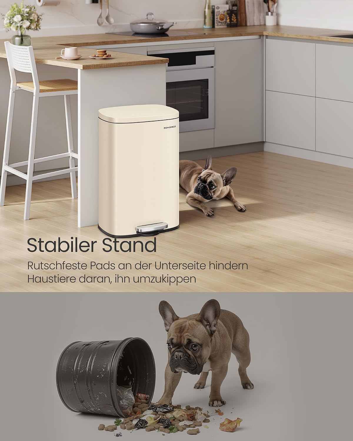 SONGMICS Afvalemmer 50L van staal, pedaalemmer met deksel — foto 8