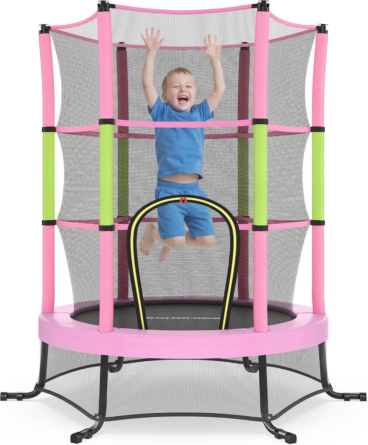 SONGMICS Trampoline voor kinderen, 174 cm, kindertrampoline met veiligheidsnet, randafdekking, mini-trampoline, fitness, stalen frame, tuintrampoline, voor binnen en buiten, tuin